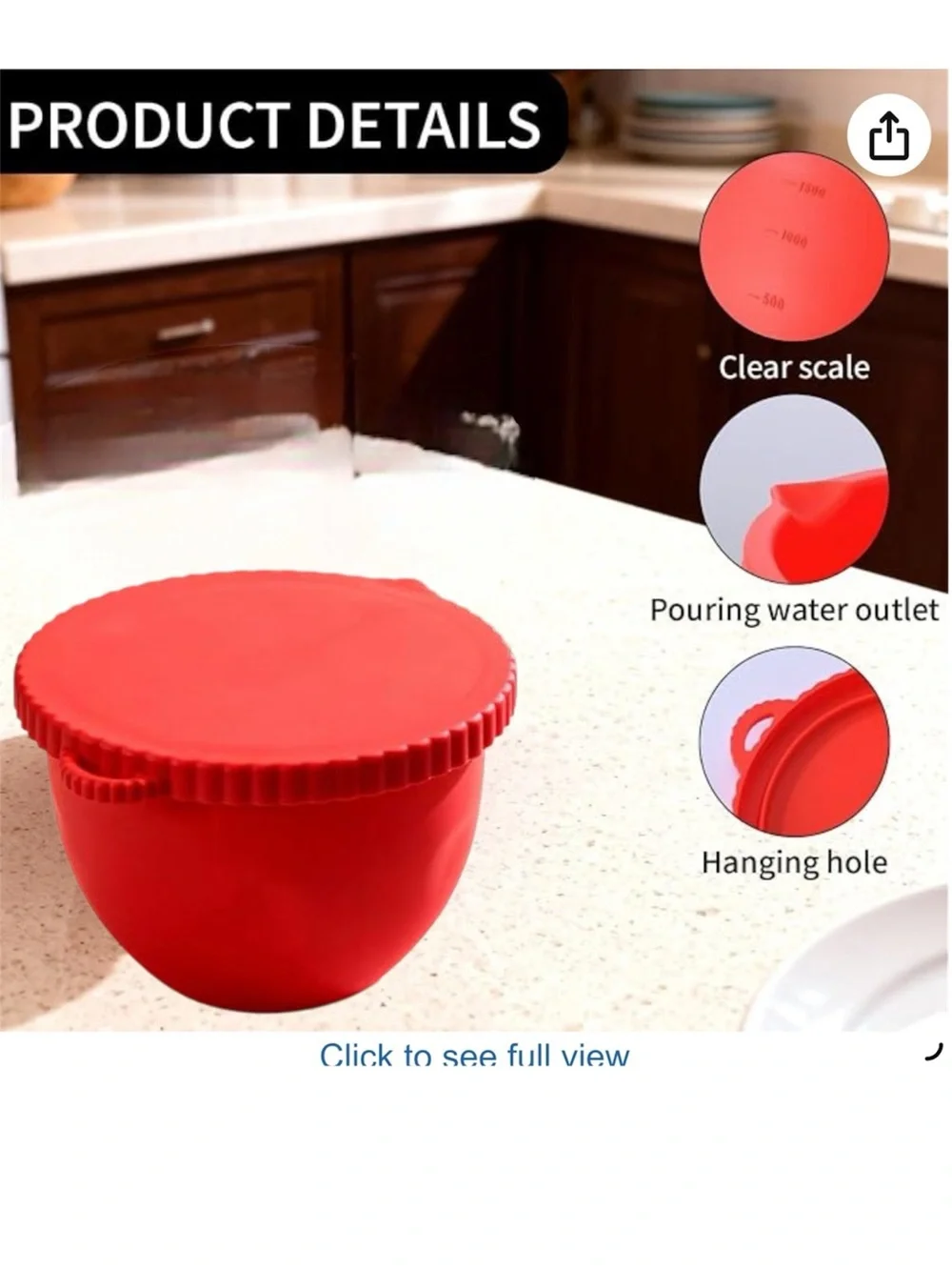 Silicone Red Mixing Bowl with Lid - Kitchen Storage and Prep